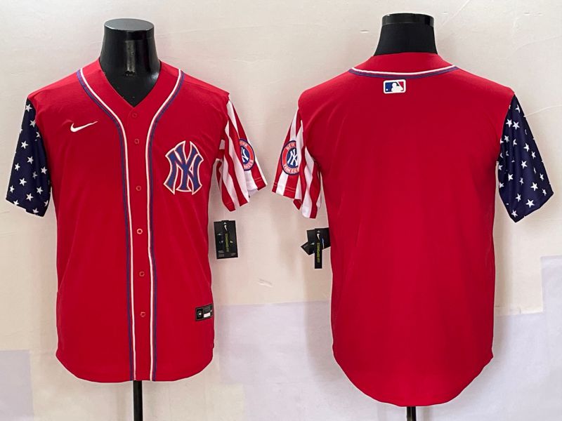 Men New York Yankees Blank Red a generation of national flags Jointly Name 2025 Nike MLB Jersey style 3